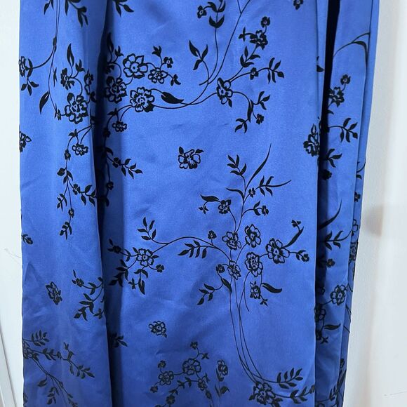 VTG Betsy & Adam by Jas Lene Maxi Dress Sz M Blue Black Velvet Foral Y2K Fairy - Picture 10 of 10